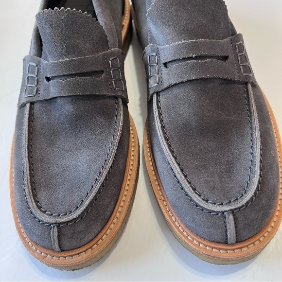 EUC Mens AQUATALIA Ulrich Weatherproof Suede Penny Loafer Fog Size 7.5